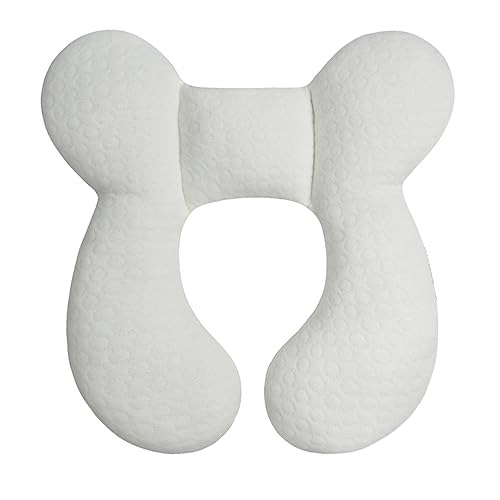 Image of Blublu Park Upgraded Baby Head Support Pillow for Newborn Toddler, Soft Cotton Baby Travel Pillow for Car Seats and Strollers for Baby, White