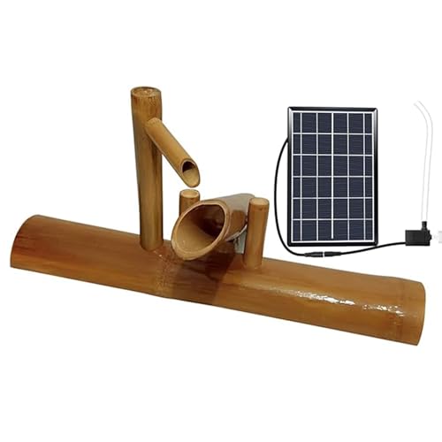 Fontana solare in bambù ornamento da giardino per esterni per terrazze e stagni resistente alle crepe, decorazione naturale tranquilla per giardino