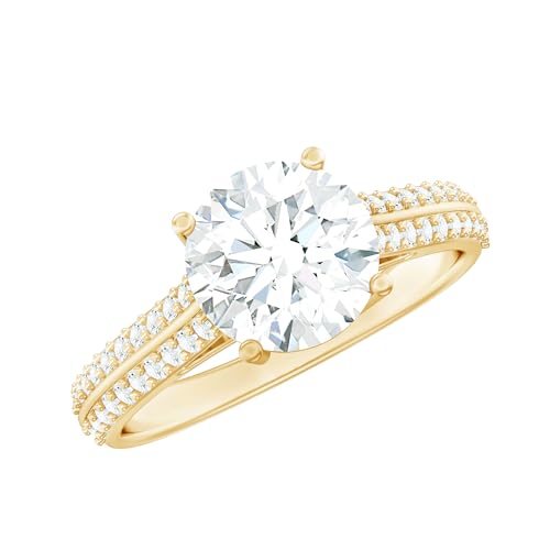 Certified Lab Grown Diamond 8 mm Round Engagement Ring, Ef-Vs Quality, 2 Carat Diamond Ring - Ready To Gift