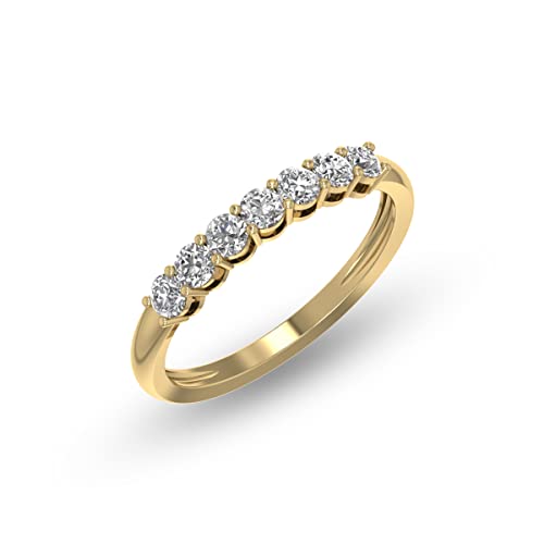 TimeLess Classics Women's 1/2-1 Carat TW Seven Stone Natural Diamond Band in 14K White and Yellow Gold - Band For Engagement, Wedding, Anniversary2