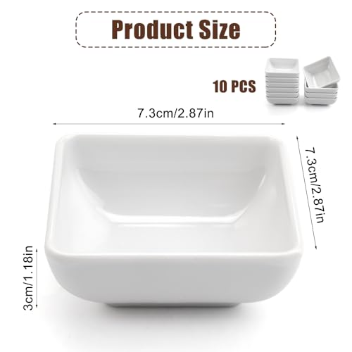 Miniatura 2 de 10 Piezas Cuencos Aperitivos 7,5x7,5x3 Cm Cuencos Pequeños Para Salsa, Cuadrados Apilables Platos Pequeños, Cuencos Peque Os Aperitivos Mini Cuencos Para Salsas, Salsas, Especias, Frutas Blanco