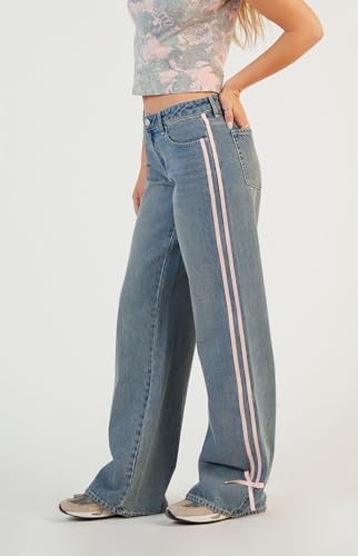 PacSun Women's Casey Low Rise Baggy Jeans Side Stripe Bows2