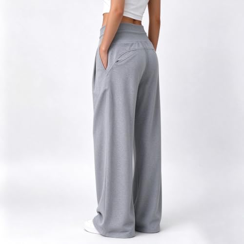 Womens Wide Leg Sweatpants Butt Lifting High Waist Sweat Pants with Pockets - image 6