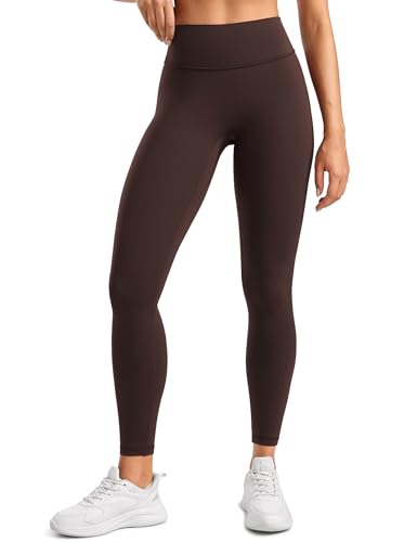 INGIA Womens High Waisted No Front Seam Lounge Yoga Legging 25' Workout Tummy Control Gym Yoga Pants Hot Fudge Brown Small