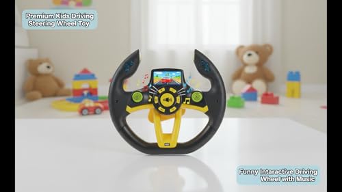 Image of Kids Driving Steering Wheel Funny Interactive Driving Wheel with Music (Black)