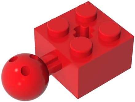 Gobricks GDS-976 Technic Brick Modified 2x2 with Ball and Axle Hole, with 6 Holes in Ball 50PCS Compatible with Lego 57909 MOC Components for Major Brick Brands Color:Red 21