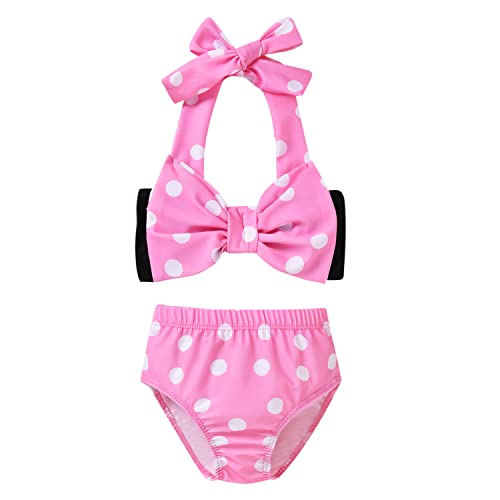 Image of Aalizzwell Baby Girl Bathing Suit, Toddler Girls Two Piece Swimsuit Halter Top Bikini Bottoms Swimming Suit