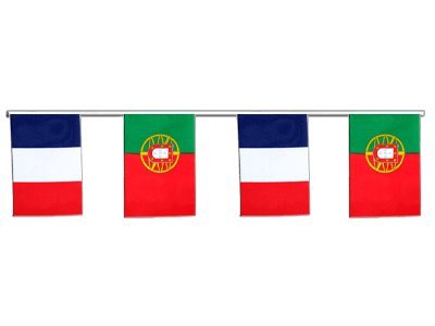 Guirlande d'amitié France - Portugal 6 m, drapeau biculturel pour fête et événement associatif