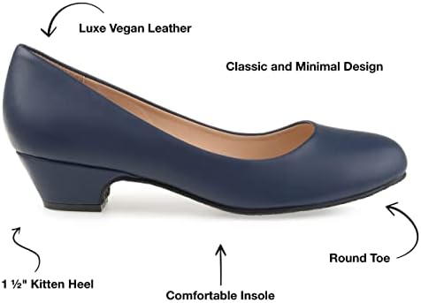 Brinley Co. Womens Soren Classic Faux Leather Comfort-Sole Heels Navy, 10 Regular US | Image 4