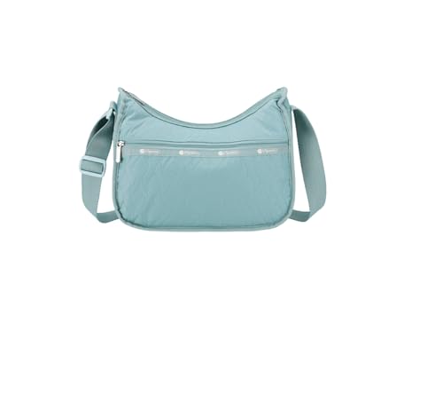LeSportsac Tourmaline Cable Deboss Classic Hobo Crossbody Bag + Cosmetic Bag, Style 7520/Color M227, Ultra-Trendy Coastal Spa Powder Blue, Unique Quilted Cable Debossed Coated Specialty Pattern