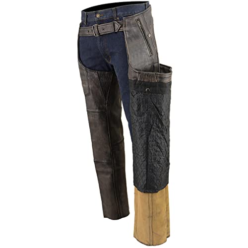 Image of Milwaukee Leather Men's Thermal Lined Premium Leather Motorcycle Bikers Riders Chaps