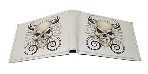 Leatherboss Printed Skull Theme Bifold Credit Card Cash Holder Wallet with Gift box for men3