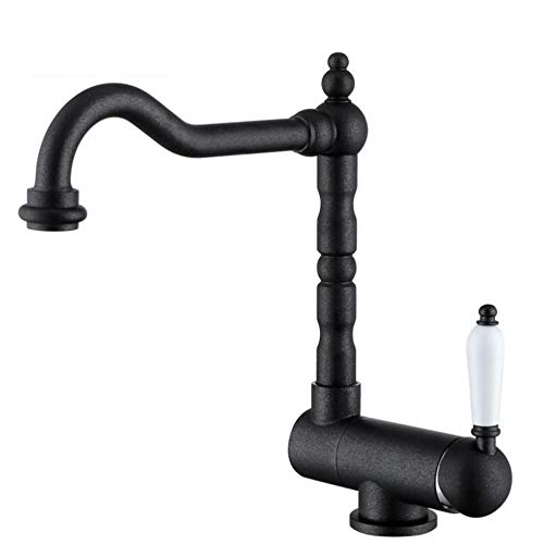 Grifo mezclador para fregadero de cocina de latón antiguo de diseño negro mate