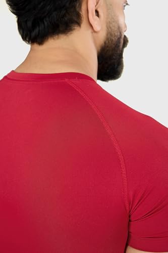 Image of FUAARK Nylon Seamless Compression Half Sleeves Dry Fit T-Shirts for High Performance in Gym & Workout