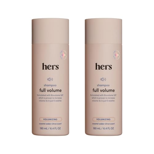 hers Full Volume Shampoo - Rice Protein & Biotin Formula - Fine Hair & Root Lift Daily Shampoo - Volumizing Hair Care - Coastal Cedar Citron Scent - 6.4 Fl Oz 2 Pack