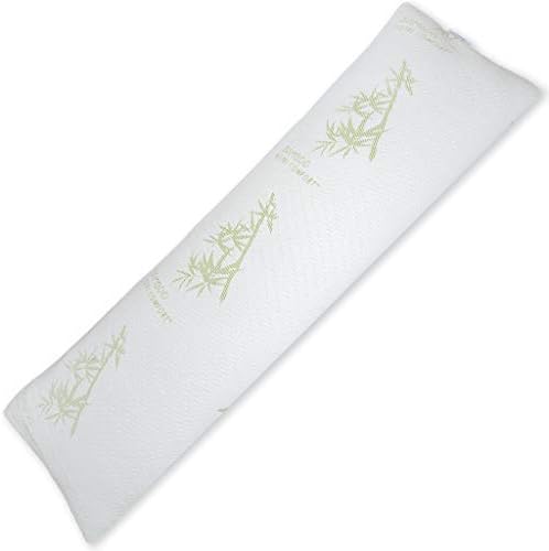 Bamboo Sleep - Full Body Bamboo Memory Foam Pillow - Ultra Cool Hypoallergenic Washable Cover - 58 x 18 Inches