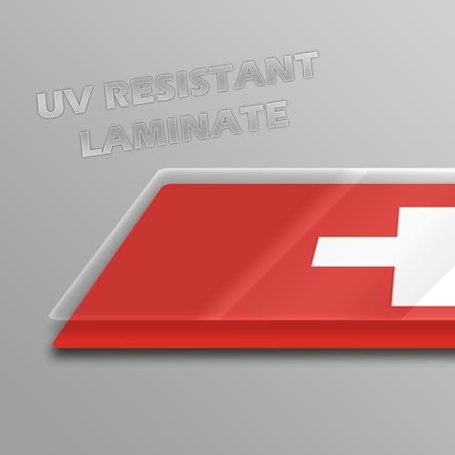 Image of World Country Flag Decal Stickers - Two Pack - for Cars Windows Bumpers Laptops Tablets Tumblers Cups Walls (Switzerland)