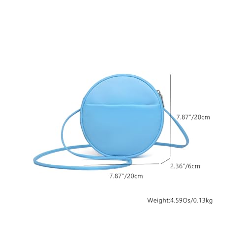 Image of Circle Crossbody Bag for Women NYLON Circle Purse with Zipper Adjustable Knot Shoulder Straps