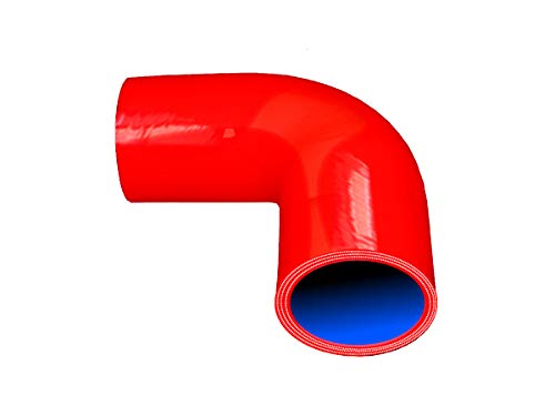 内径Φ76mm 耐熱 シリコンホース エルボ90度 同径 片足長さ約90mm 赤色 ロゴマーク無し 自動車工業 二輪バイク 重機 建設機械 各種機械 港湾産業 航空機 船舶 海上 海中 海底 農業 化学工業 各種工業用 耐熱・耐寒・耐圧・耐久 汎用品