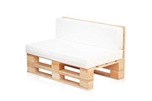 Conjunto Sofa DE PALETS + Set Cojines (Asiento + Respaldo) (120X80, Blanco Nautico)