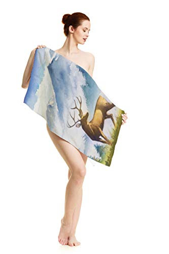 Ofloral Mountains Deer Hand Towels,Watercolor Landscape Soft Comfortable Super-Absorbent Towel For Bathroom Kitchen Spa Gym Yoga 15X30 Inch #TOP2