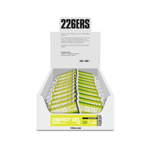 226ERS Bio Energy Gel | Geles Energéticos de 25gr con Sales Minerales y 25mg de Cafeína, Geles Ciclismo y Runnning, Limón - 40 unidades