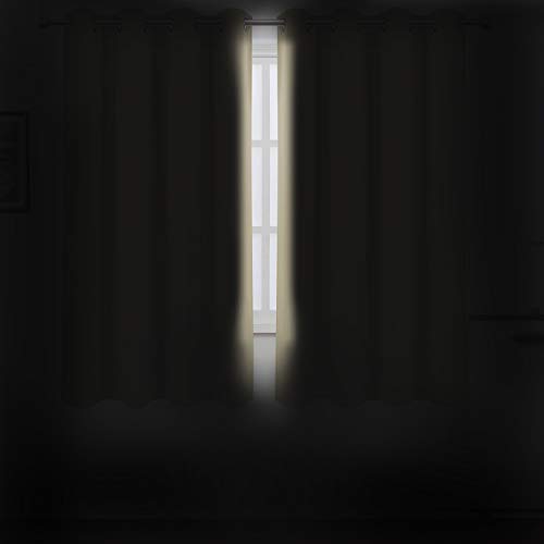 Image of LEMOMO Beige Blackout Curtains 66 x 63 Inch Length /Set of 2 Curtain Panels /Thermal Insulated Room Darkening Blackout Curtains for Bedroom