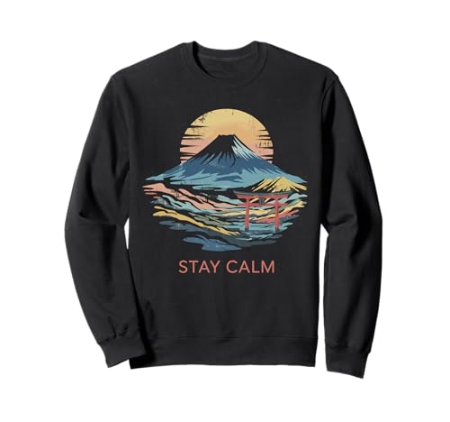 Monte Fuji Puesta de sol Manténgase tranquilo Zen Japón Sudadera
