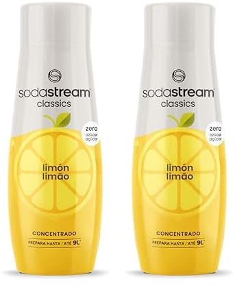 SodaStream - Concentrado de Refresco sabor Limón Zero, Sin Azúcar, Prepara hasta 9 Litros de Refresco, Apto para Todas las Máquinas Gasificadoras de Agua SodaStream - 440 ml (Paquete de 2)