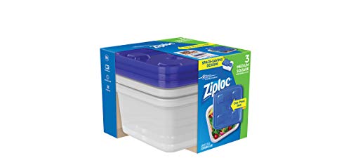 Recipiente Ziploc, quadrado médio, 3 unidades (pacote com 1)
