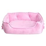 pawstrip Cute Princess Dog Bed, Soft Breathable Bowknot Pet Cat Cushion for Small Dogs, Waterproof Bottom, Self-Warming, Machine Washable (Pink)