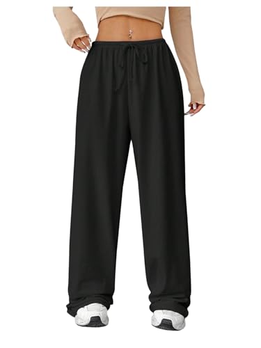 Women's Baggy Wide Leg Pants Elastic Drawstring Waist Casual Sweatpants Trousers
