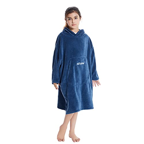 Hiturbo KIDS TOWEL ROBE, NAVY Kids Towel Changing Robe: Soft Plush Wearable Blanket thumb #4