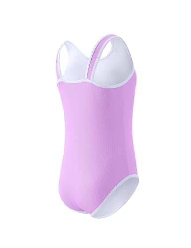 Girl's One Piece Swimsuit Sports Solid Bathing Suit Color Block Ribbed High Cut Swimsuits2