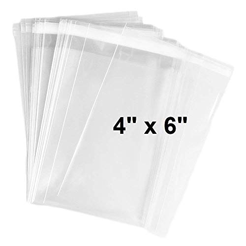 888 Display USA® - 4" x 6" 100 Bags of Ultra Clear Treat, Bakery, Candle, soap, Cookie Bags w/Adhesive Seal (4"x6" - 100 Count, Ultra Clear)