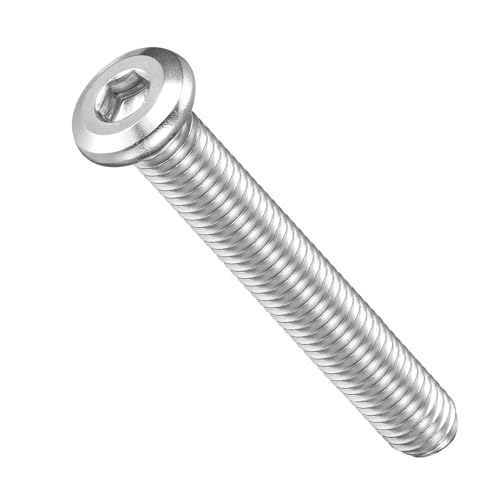 Image of METALLIXITY Flat Head Hex Socket Cap Screws Bolts(M8-1.25x55) 10Pcs, 304 Stainless Steel Hex Socket Furniture Bolts Screws - for Furniture Woodworking Project, Silver Tone