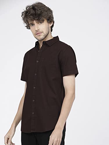 Image of Ketch Men's Cotton Slim Fit Solid Half Sleeve Shirt