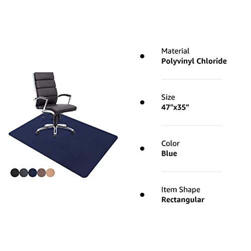 Delam Office Chair Mat For Hardwood Floor & Tile Floor, Under Desk Chair Mats For Rolling Chair, Computer Chair Mat For Gaming, Large Anti-Slip Floor Protector Rug, Not For Carpet, 47"X35", Blue #TOP7