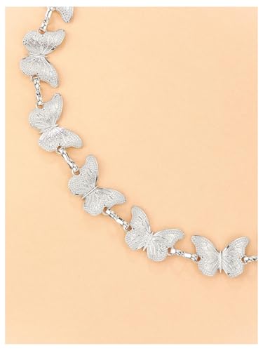 MakeMeChic Women's Butterfly Chain Belt Silver Link Adjustable Belts for Dresses Jeans2