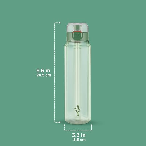 Image of MILTON Aston 700 BPA & BPS-Free Water Bottle 700 ml| Food-Grade Plastic | One-Click Open | Leak-Proof | Sip & Gulp Lid I Ideal for Office, School, College, Gym, Green