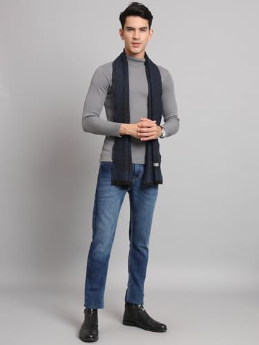 Image of Ravaiyaa - Attitude is everything Men's Geometric Pattern Casual Muffler Winter Wool Long Scarf 72 inchx14 inch Inch (Blue)