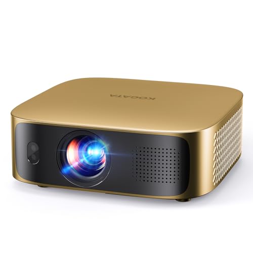 Image of TOF Auto Focus 6D Keystone Projector, Short Throw Smart Projector with Built in Apps 800ANSI Outdoor Movie Projector Gold