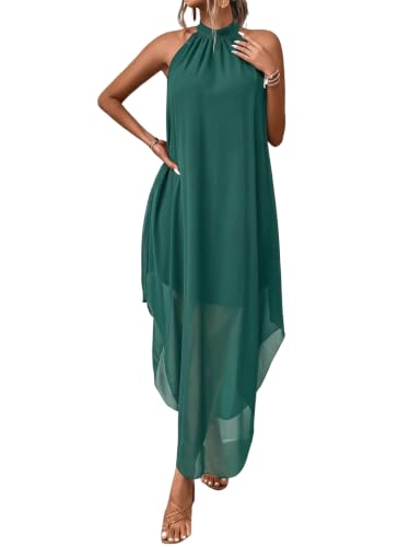 Image of Verdusa Women's Wedding Guest Dress Halter Flowy Chiffon Long Bouncy Dress