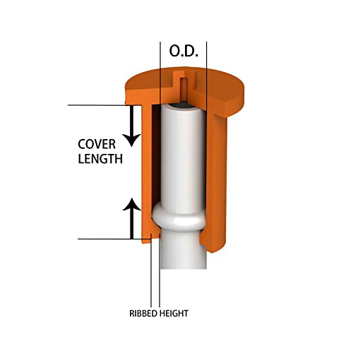 Easy Cap für OD 7 mm 9/32 Zoll (15 Stück) Rippenrohr, erweitertes Rohr, Öffnung, langes Rohr, Rohrpfosten, Endabdeckung, Schraubgewinde, Protektoren, elastisches Gummi
