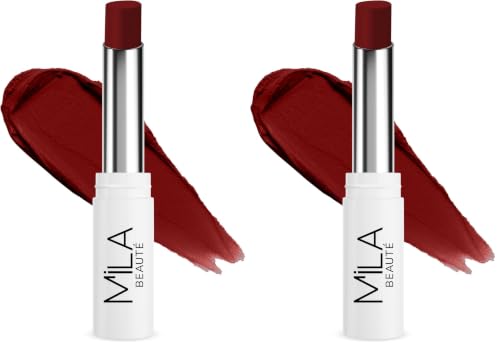 Image of Mila Beaute 24 Hrs Locked In Lips Transfer Proof Lipstick | Enriched With Mango Seed Butter & Hyaluronic Acid | Transfer Proof Formula with Velvety Texture | Smudge Proof & Highly Pigmented | Shade - (Wine Hour, 3.2g)