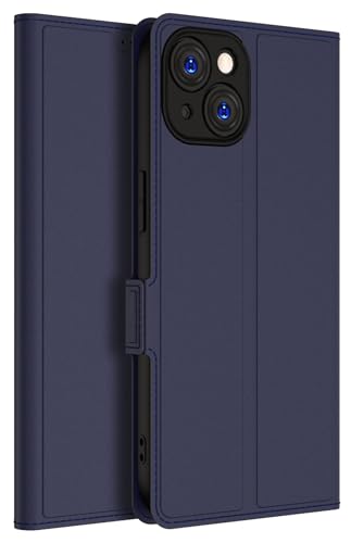 Image of Kapa Noble Slim Magnetic Leather Flip Case Cover for Apple iPhone 15 | Card Holder Stand Leather Flip Wallet Case (Blue)