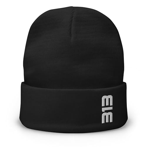 Detroit 313 Area Code Minimal 313 Winter Beanie Hat Cap Black