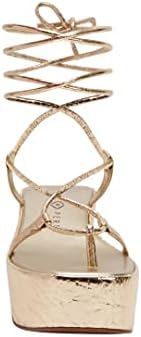 Katy Perry Women's The Busy Bee Lace Up Heeled Sandal, Gold, 9 | Image 1