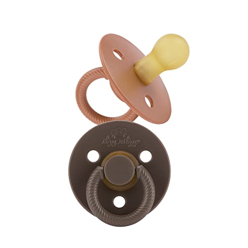 Image of Itzy Ritzy Natural Rubber Pacifiers Set of 2 – Natural Rubber Newborn Pacifiers with Cherry-Shaped Nipple & Large Air Holes for Added Safety; Set of 2 in Chocolate & Caramel, Ages 0 – 6 Months