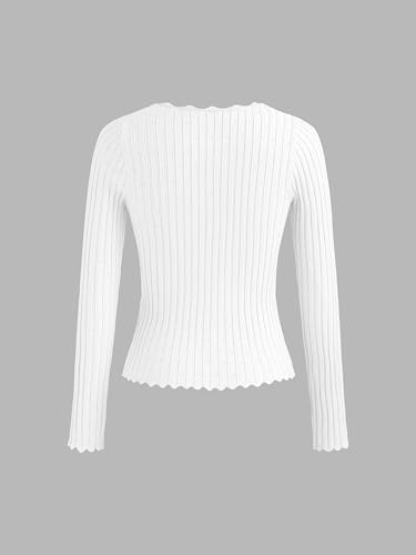 Image of CIDER Women's Ribbed Knit Crop Cardigan Long Sleeve Square Neck Button Down Shirts Slim it Tops